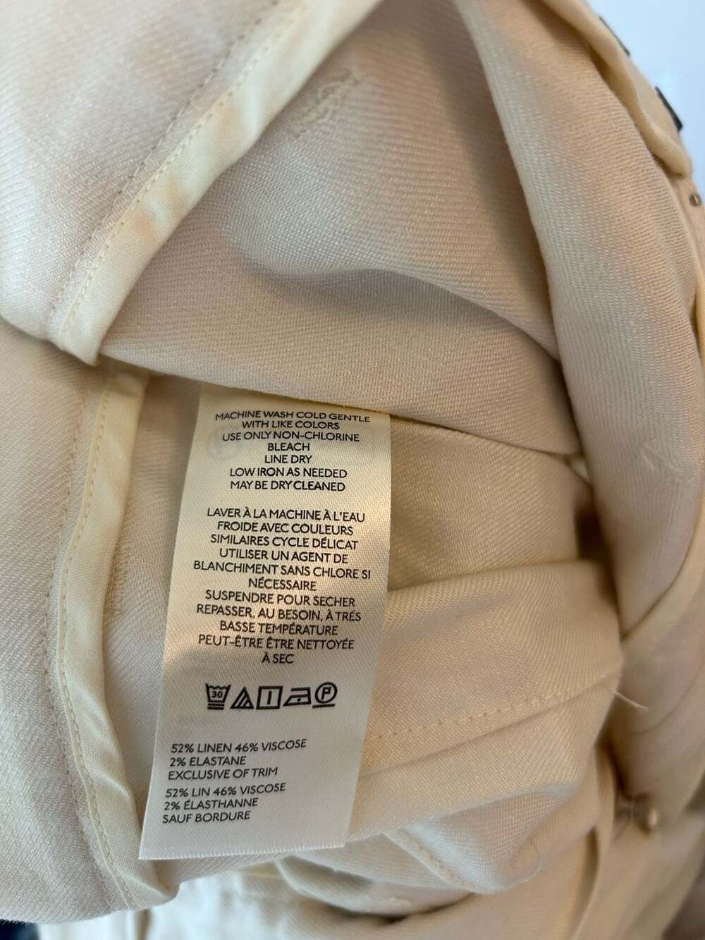 Maeve Colette Linen Stretch High-Rise Wide-Leg Pants Chalk White 14 - Picture 11 of 12